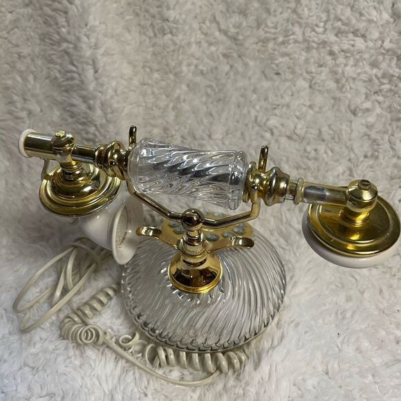Hentak Limited Vintage crystal look phone, Rotary telephone, Gold &Clear . - Picture 7 of 13